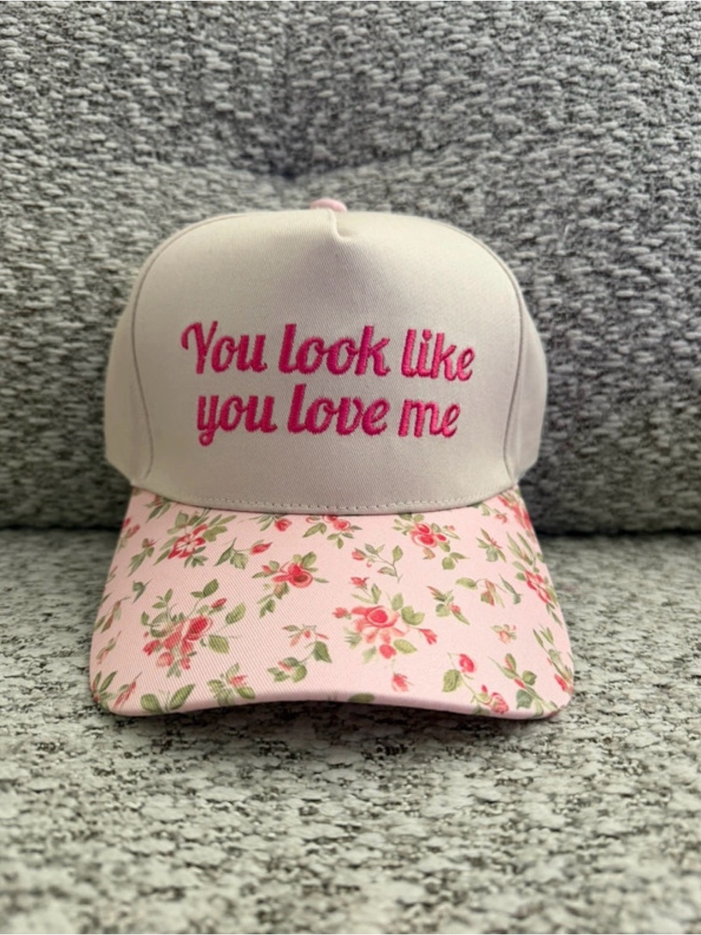‘You Look Like You Love Me' Pink Floral Adjustable Baseball Cap